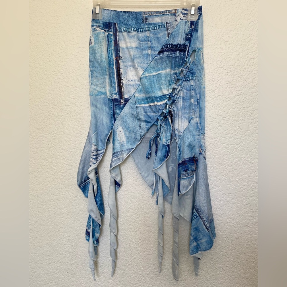 Fashion Nova Blue Denim Midi Skirt